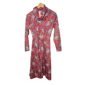Vintage 60s 70s Red Prairie Floral Bohemian Dream Dress